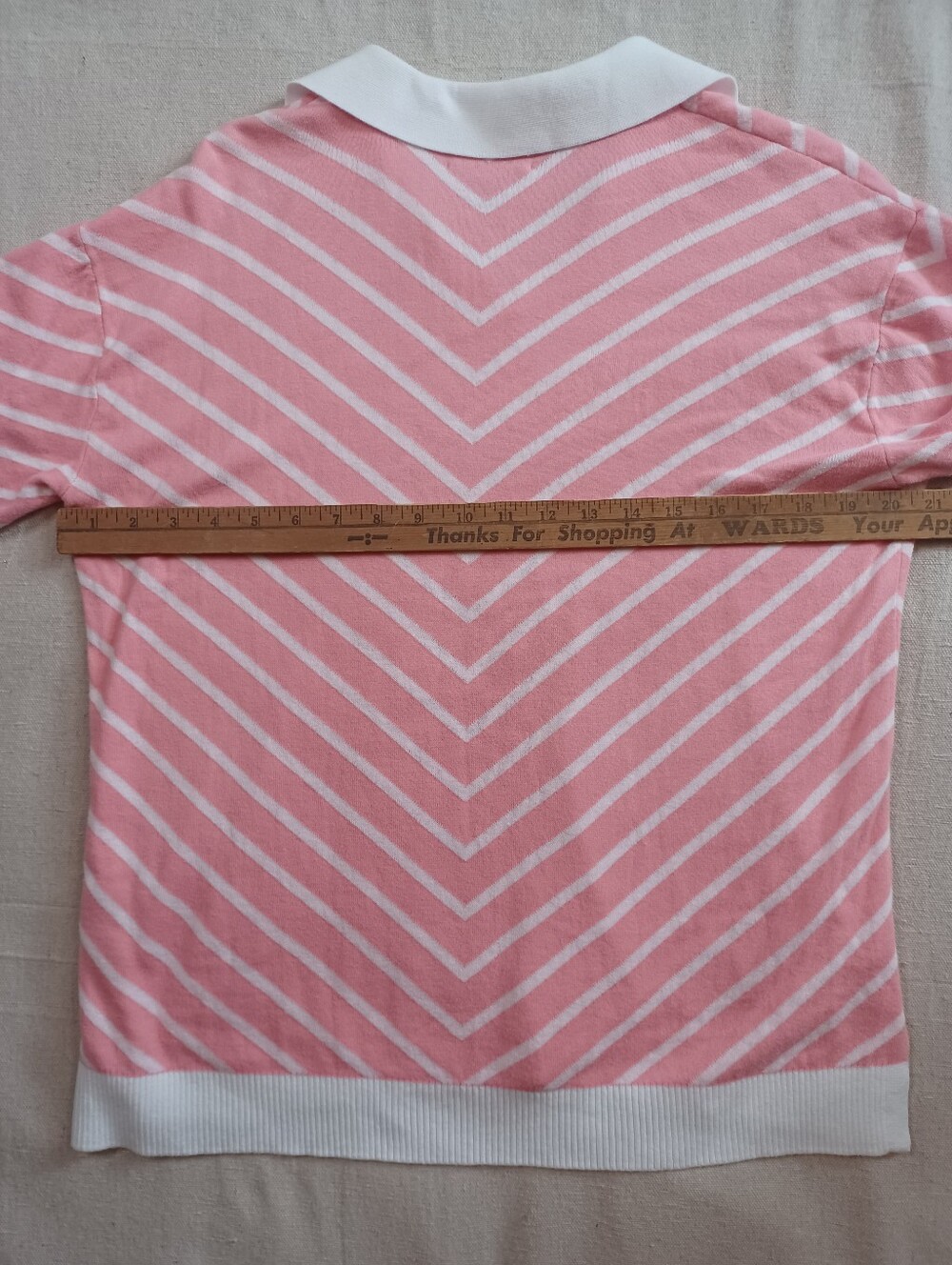 Lands' End Pink Short-Sleeve Striped Polo Sweater Women's Size Small - Picture 6 of 7